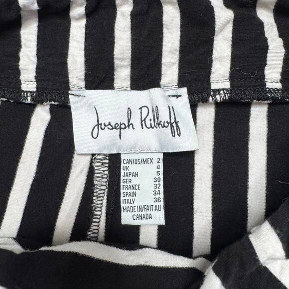 JOSEPH RIBKOFF Black White Vertical Stripe Flare Leg Knit Pants Size 2 Pull On - Picture 4 of 10